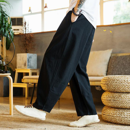 美品　萌 MOYURU サルエルパンツ イージー ワイド スウェット M～L 黒 美品 萌 MOYURU サルエルパンツ イージー ワイド スウェット M