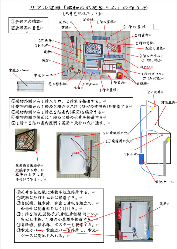 「リアル電飾」　下町のお花屋さん　着色済・組立キット　ジオラマ　ミニチュア 11枚目の画像