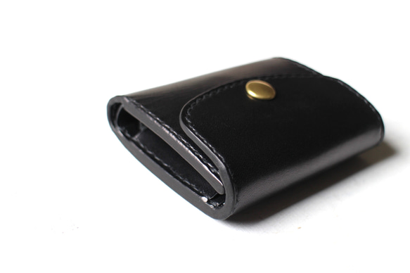 【受注生産品】小さい三つ折り財布 ～栃木ヌメブラック オールブラック～ 11枚目の画像