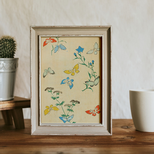 NO.403】カラフルな蝶の日本画アートポスター和室春夏インテリア和