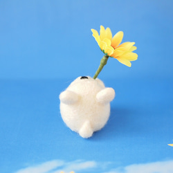 【受注製作】フレブル・パグとひまわり・羊毛フェルト・お花を差し替えて使えます＊＊フレンチブルドッグ・パグ 6枚目の画像