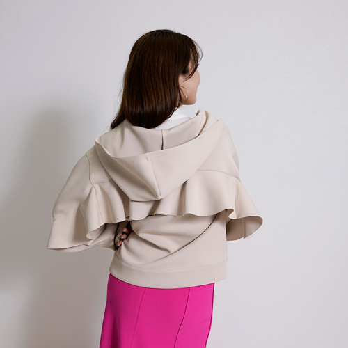 SALE】ダンボールニット バックフリル パーカー 大人 フェミニン 上品