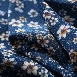 美しいシルク小花柄Vネックワンピース ベルト付き 七分袖プリントワンピース 14枚目の画像