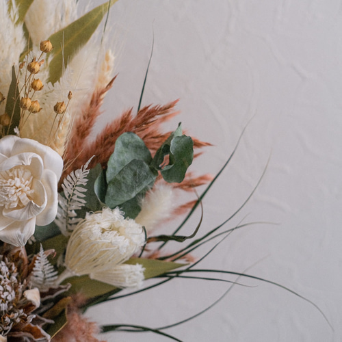 summer SALE】キングプロテアのホワイトドライフラワーブーケ