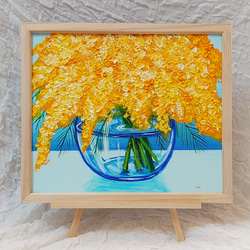 油絵 絵画 ミモザの花【四切】 絵画 HR 通販 14299338｜Creema