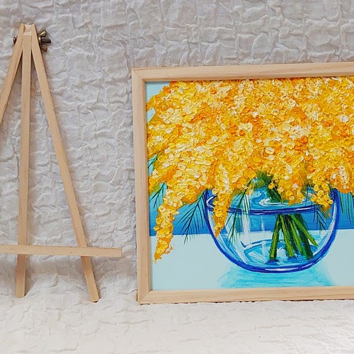 油絵 絵画 ミモザの花【四切】 絵画 HR 通販 14299338|Creema 油絵 絵画 ミモザの花【四切】 絵画 HR 通販 14299338|Creema
