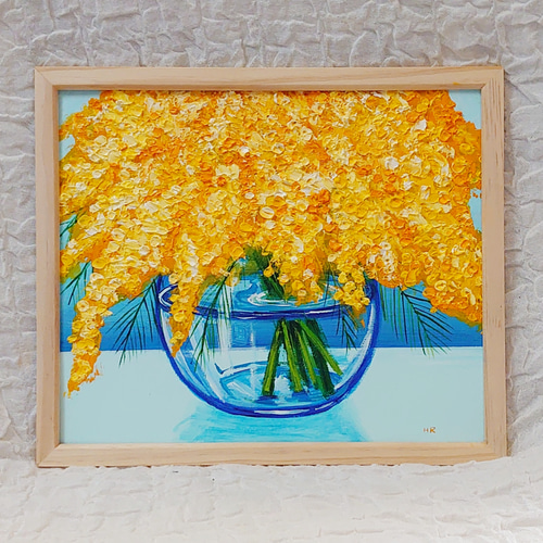 油絵 絵画 ミモザの花【四切】 絵画 HR 通販 14299338|Creema 油絵 絵画 ミモザの花【四切】 絵画 HR 通販 14299338|Creema