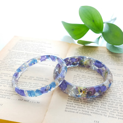 ～さざ波のバングル～　海　白波　空　夜空　星月　スカイブルー　青　鯨　イルカ　ガラス　紫陽花　クリア　かすみ草　忘れな草 17枚目の画像