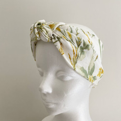 ♡可以當頭巾的圍巾♡可以用來涼爽的頸套髮帶植物圖案優質亞麻棉亞麻 第6張的照片