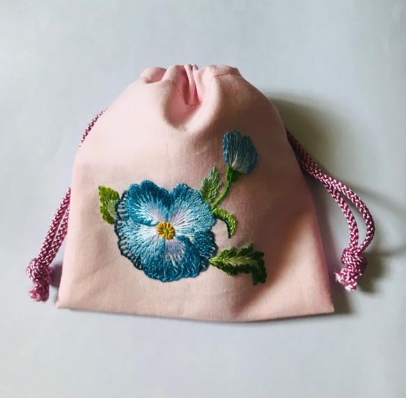 巾着袋 刺繍 ハンドメイド 花 巾着袋 りん 通販｜Creema(クリーマ  