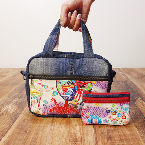 Wallet body bag／ミニポーチ付／デニムリメイク Wallet body bag／ミニポーチ付／デニムリメイク Wallet body