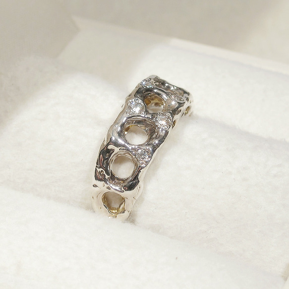 再生ダイヤモンドとSV925の指輪（リングサイズ：10号、ロジウム厚メッキ、オリジナルデザインの枠） 7枚目の画像