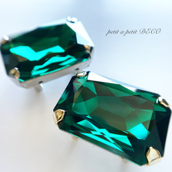 Many Thanks✴︎Creema限定 スワロフスキー®︎ Rectangle ヘアゴムorポニーフック エメラルド 7枚目の画像