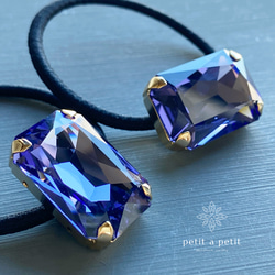 Many Thanks✴︎Creema限定 スワロフスキー®︎ Rectangle ヘアゴムorポニーフック エメラルド 10枚目の画像