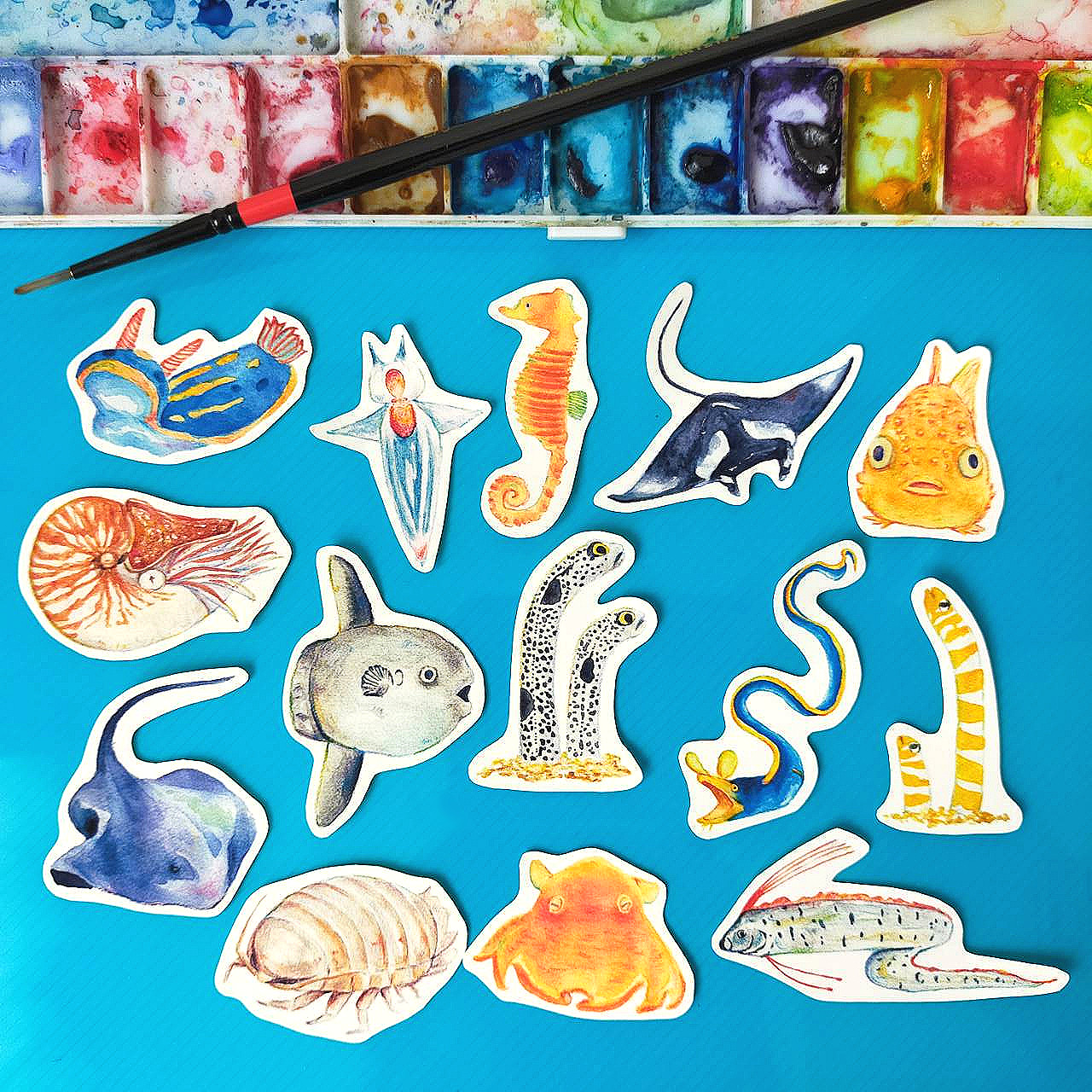 選べる枚数28・56枚】不思議な海の生き物フレークシール 全14種類 ミニ