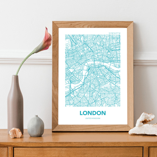 アートポスター MAP コペンハーゲン デンマーク ブルー L判 ハガキ 2L