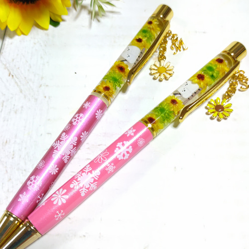 再販×6 ♡ひまわりとシマエナガ…イニシャル付きハーバリウム