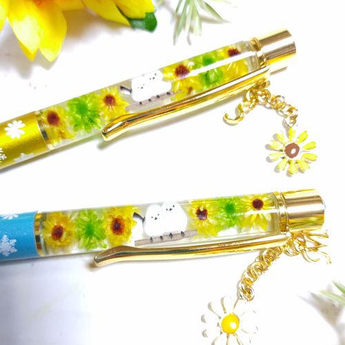 再販×6 ♡ひまわりとシマエナガ…イニシャル付きハーバリウム