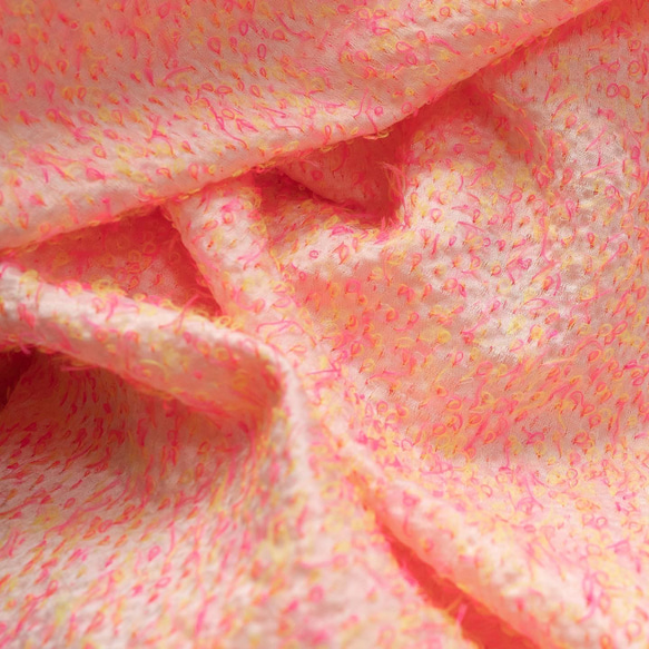 ネオンループ スクエア巾着ポシェット ピンクホワイト 2Way ジャカード織り スマホ ショルダー 7枚目の画像