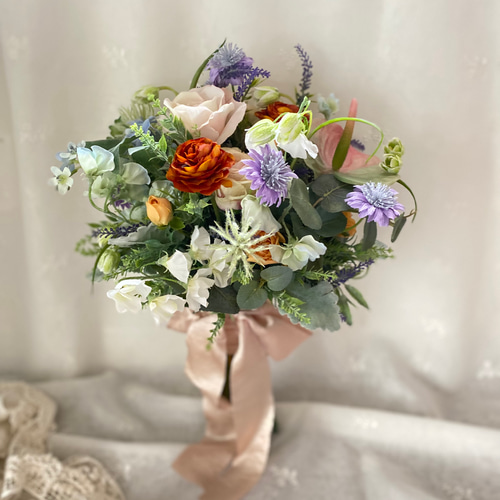 ナチュラルブーケ&ブートニアセット ウェディングブーケ グリーン