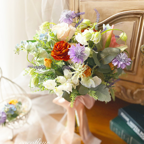 ナチュラルブーケ&ブートニアセット ウェディングブーケ グリーン