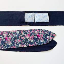 ♡ターバンにもなる夏のスカーフ♡使い方色々♪ 【保冷剤付き】小花柄　ネッククーラー　ヘアバンド　自然素材　綿100% 5枚目の画像