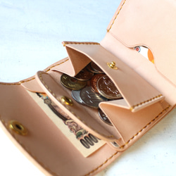 【受注生産品】小さい三つ折り財布 ～栃木ヌメ～ 6枚目の画像