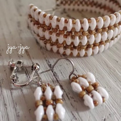 【新色】beads bracelet - White brown 2枚目の画像