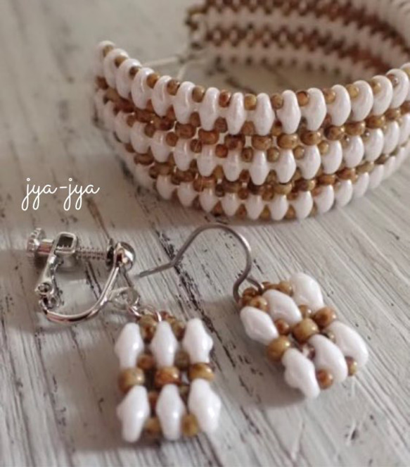 【新色】beads bracelet - White brown 2枚目の画像