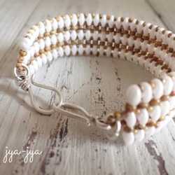 【新色】beads bracelet - White brown 1枚目の画像