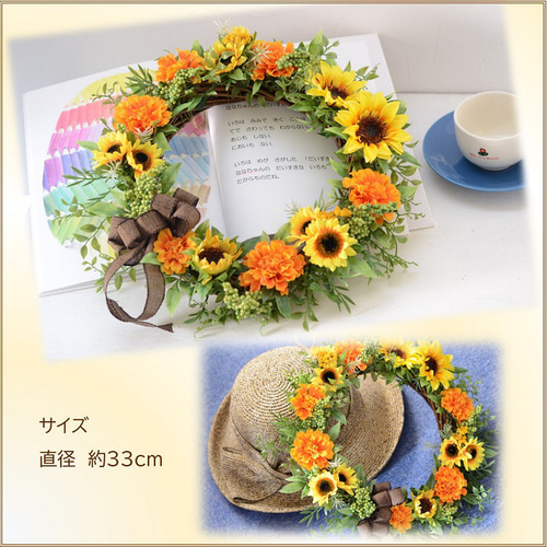 リース】コットンフラワーリース 天然素材 リース 手作り