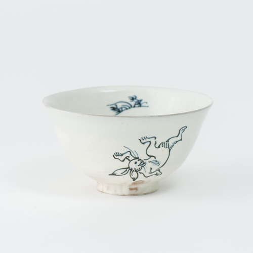 鳥獣戯画ふつうの飯碗(相撲うさぎ) 茶碗・めし碗 清雅堂工房「陶谷窯
