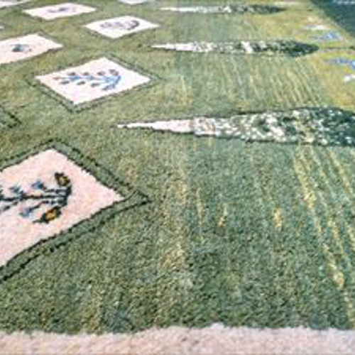 ペルシャ ギャッベ リビング 190x147cm 緑 風景 糸杉 菱形 カーペット