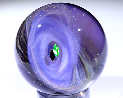 宇宙を表したガラスの球形置物 約5cm 50mm 宇宙ガラスマーブル - オブジェ no.M057 立体・オブジェ