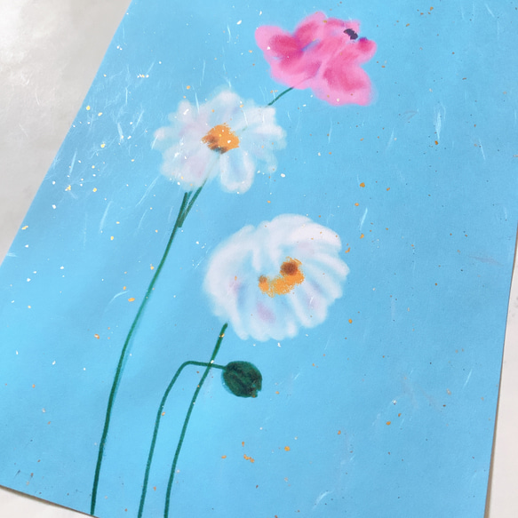 花　ポスター　北欧　風景　イラスト　アート　和紙　自然　風景　インテリア　壁掛け　かわいい　おしゃれ　ピンク　シンプル　 3枚目の画像