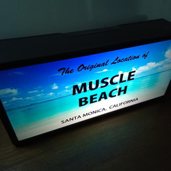 【文字変更無料】海 砂浜 ビーチ フォトライト マッスルビーチ ミニチュア サインランプ 看板 置物 雑貨 ライトBOX 3枚目の画像