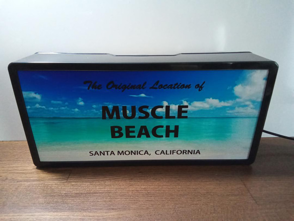 【文字変更無料】海 砂浜 ビーチ フォトライト マッスルビーチ ミニチュア サインランプ 看板 置物 雑貨 ライトBOX 4枚目の画像