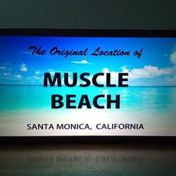 【文字変更無料】海 砂浜 ビーチ フォトライト マッスルビーチ ミニチュア サインランプ 看板 置物 雑貨 ライトBOX 1枚目の画像