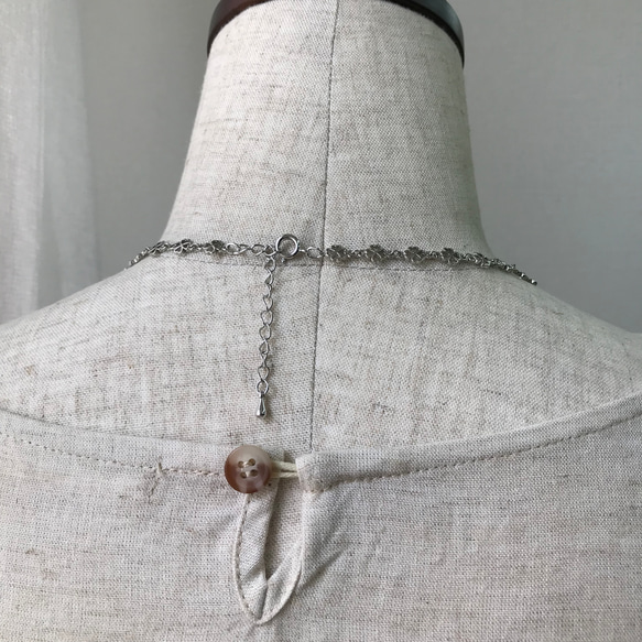 爽やか夏オススメのネックレス　珊瑚筒編み・花チェーン　オリジナルデザイン　ロングネックレス　R40717 8枚目の画像