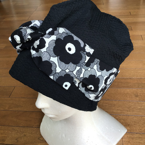 ✨再販6✨北欧風ターバン帽子　ブラック 3枚目の画像