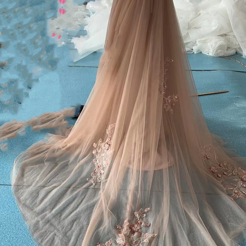 花嫁 レース パーティードレス ノースリーブ トレーン 二次会 ドレス  