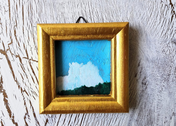 原画「夏山と入道雲」油彩・額装 1枚目の画像
