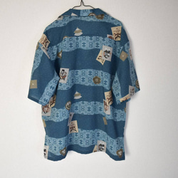 Acote 半袖 アロハシャツ ショートパンツ セットアップ 着物リメイク 武士 侍 凧柄 6枚目の画像