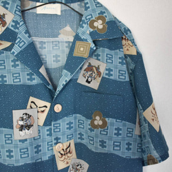 Acote 半袖 アロハシャツ ショートパンツ セットアップ 着物リメイク 武士 侍 凧柄 7枚目の画像
