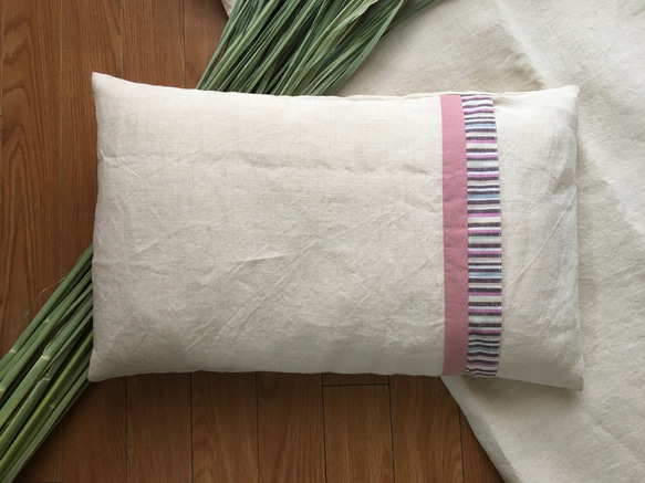 真菰と麻（ヘンプ100%）の枕 高さ低め ピンク⭐︎優 約6cm 2枚目の画像