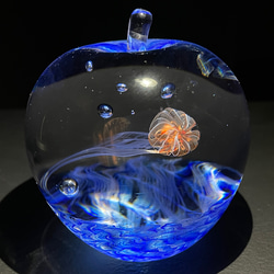 アカクラゲのガラスオブジェ☆りんご型のペーパーウェイト 6枚目の画像
