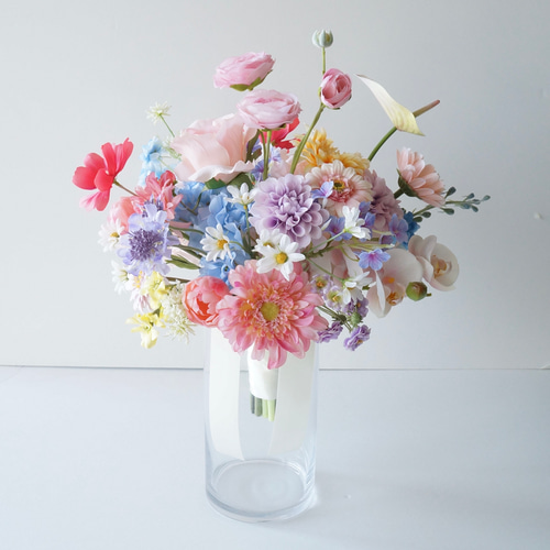 ウェディングブーケ　造花ブーケ　アーティフィシャルフラワー　カラフル　インテリア アートフラワーブーケ ウエディングブーケ アーティフィシャルフラワー