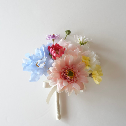 ブーケ アーティフィシャルフラワー 秋のパステルカラーウェディング