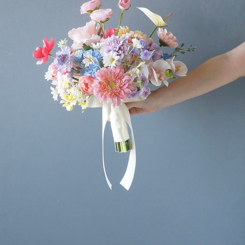 アーティフィシャルフラワーブーケ　ピンクブルー ブーケ【ピンク×ブルー】 | Romanzo.y