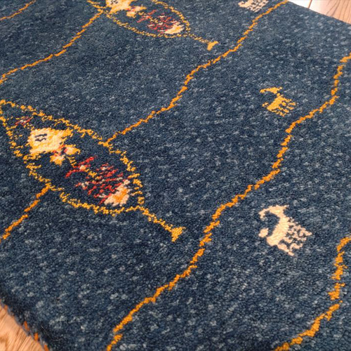 特価22%OFF】ペルシャ ギャッベ 玄関マット 85×60 青 藍色 糸杉 特価22%OFF】ペルシャ ギャッベ 玄関マット 85×60 青 藍色 糸杉